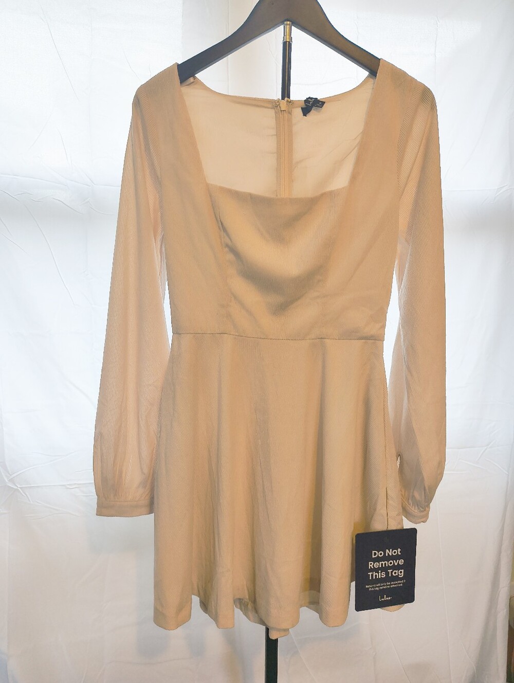 Lulu's Tan Long-Sleeve Mini Dress